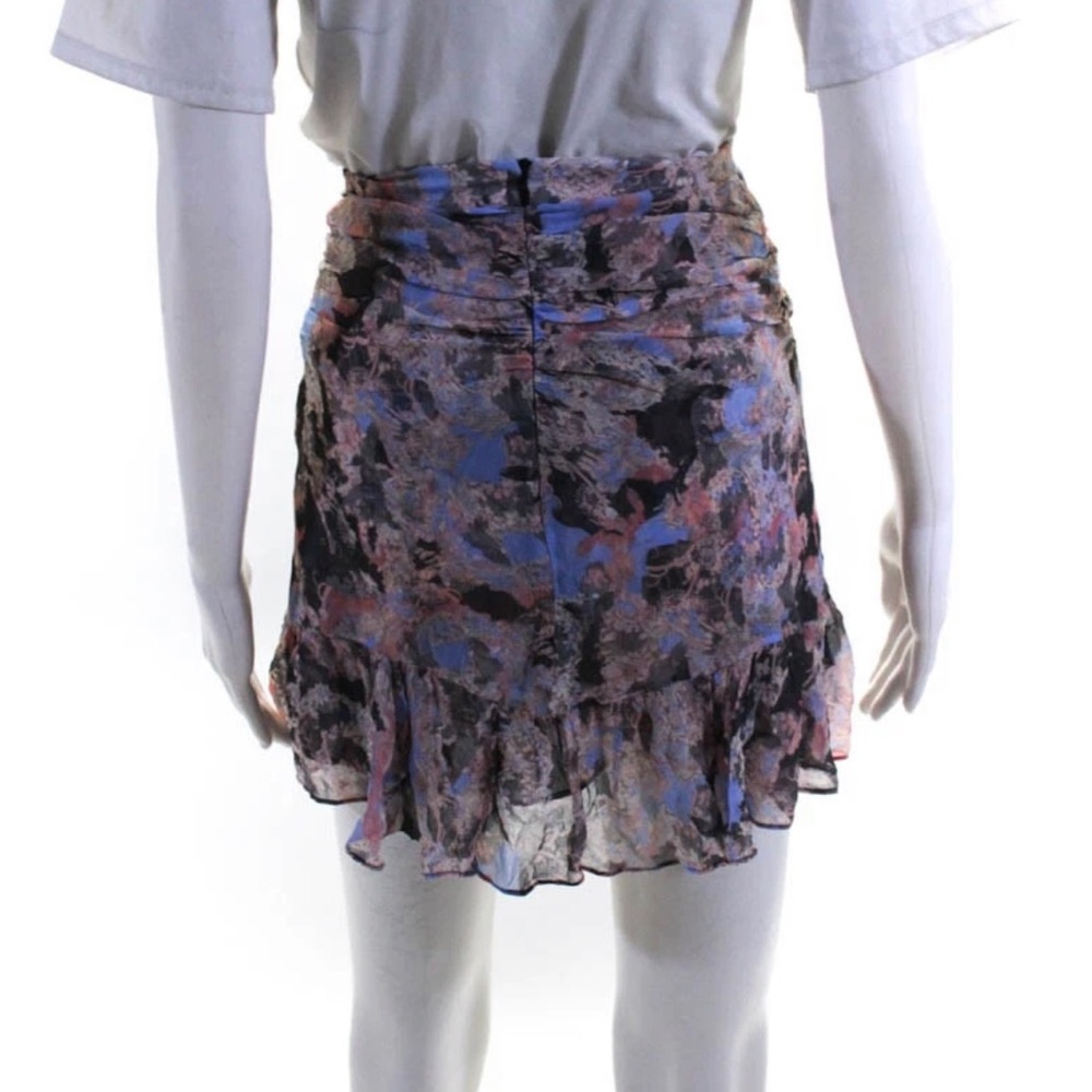IRO “Chronic” Black Blue Floral Ruched Mini Skirt ~ Sz 34 (0 US) - Picture 7 of 9